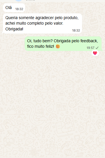 Mensagem de professora elogiando o produto